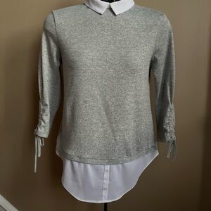 Gray Women's Top with White Collar